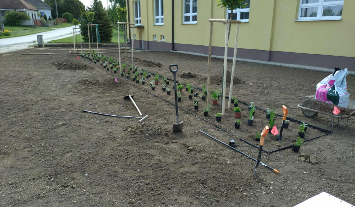 Aktuality / Sadové úpravy okolie kultúrneho domu v obci - foto