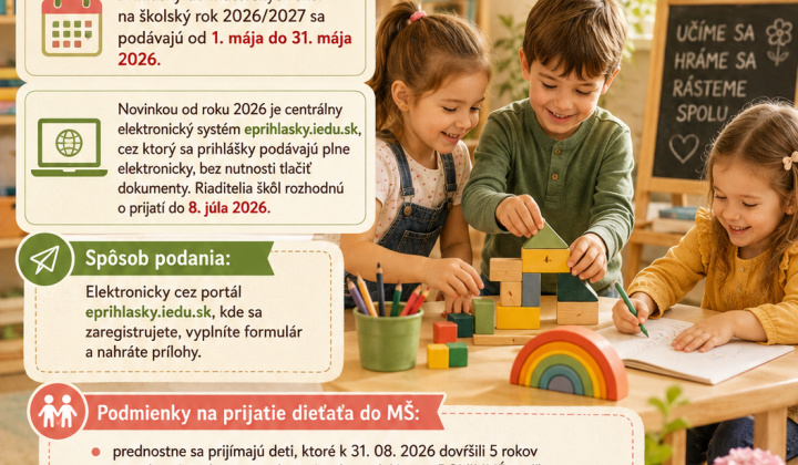 Aktuality / Zápis do Materskej školy Malé Ripňany na školský rok 2026/2027 - foto