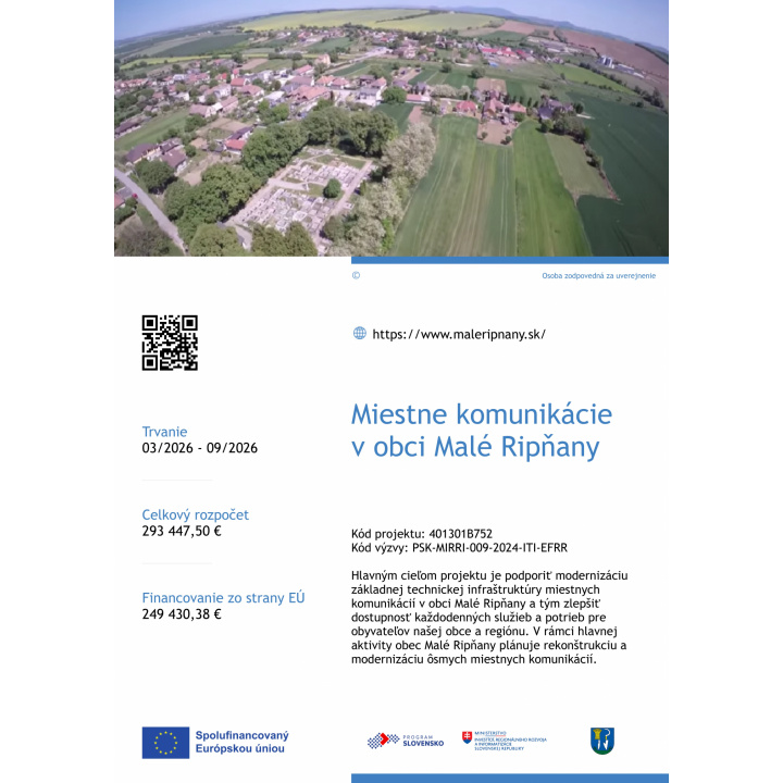 Miestne komunikácie v obci Malé Ripňany