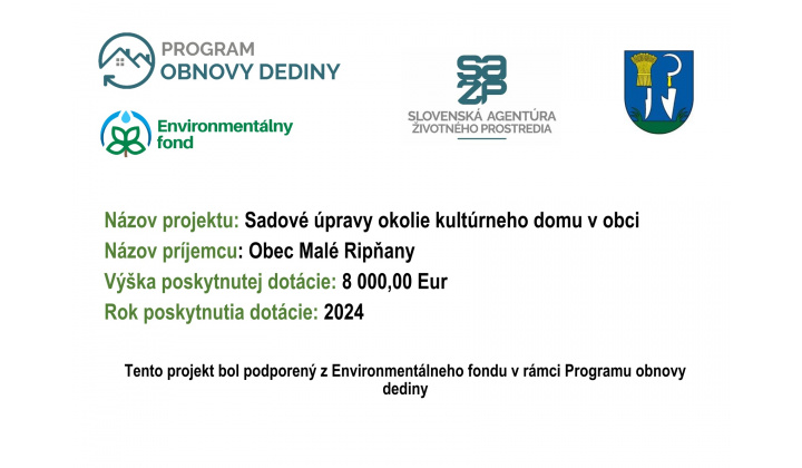 Sadové úpravy okolie kultúrneho domu v obci